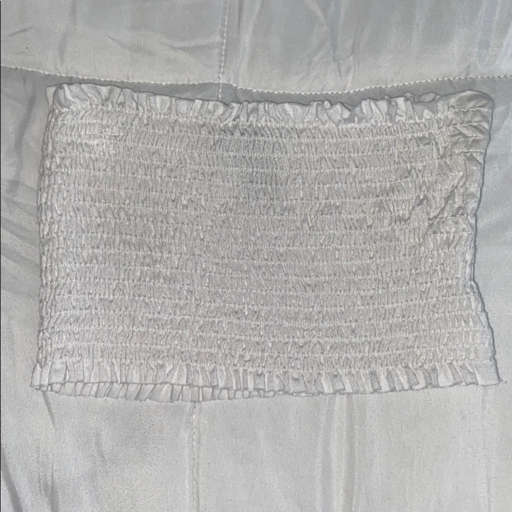 white smocked tube top